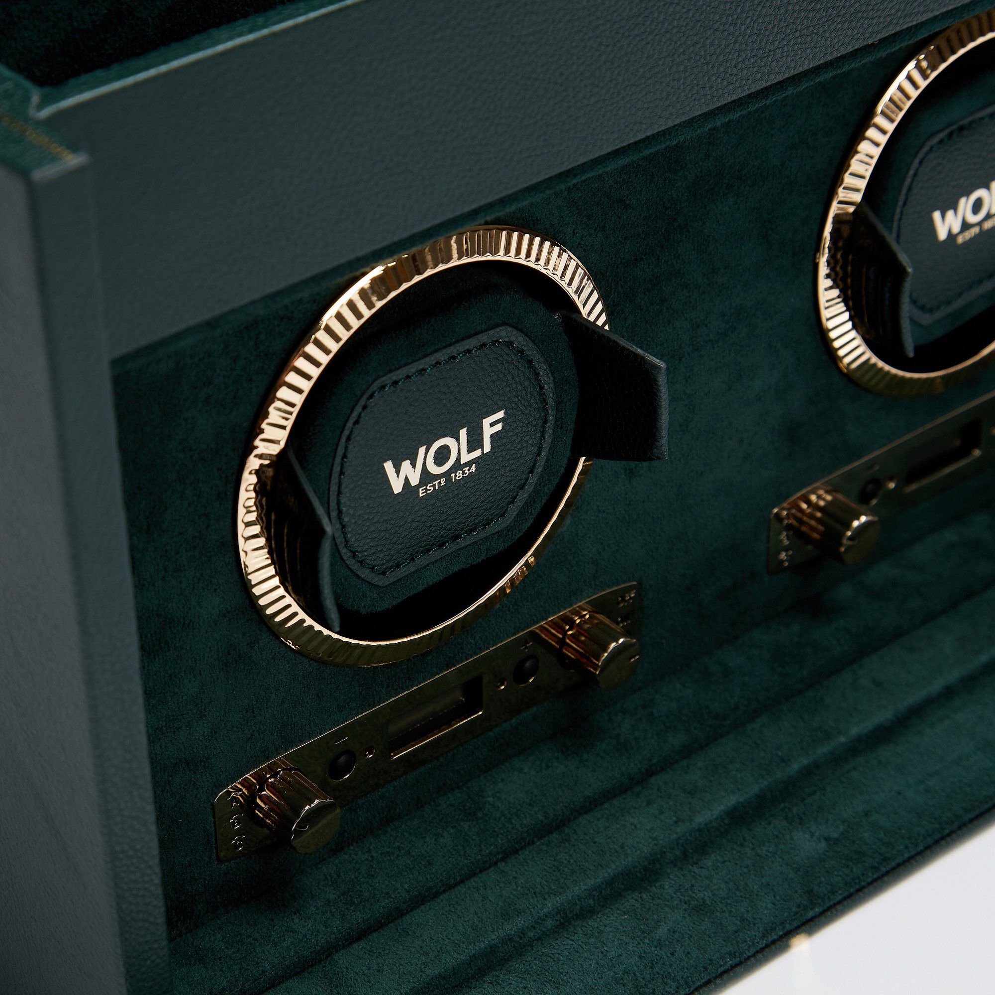 British Racing Green 2 Piece Watch Winder with Storage WOLF 792241